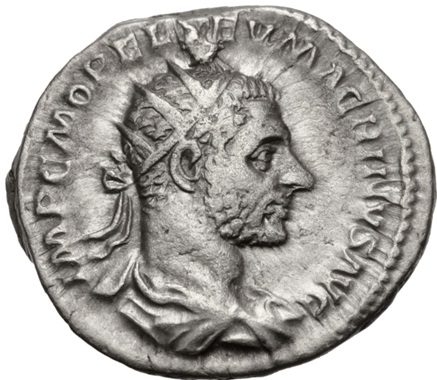 Macrinus, 217 CE (Rome mint 4th officina - 1st emission - AR Antoninianus)